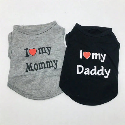 Dog Vest, "I Love My Daddy" Puppy T-Shirt, Summer Sleeveless Vest, Pet Clothing