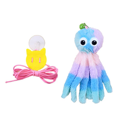 New cat toy hanging sound octopus kitten toy plush octopus elasticity to make cat sticks happy and relieve boredom