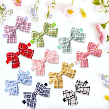 10PCS Adjustable Pet Bowtie For Dogs Classic Plaid Printed Dog Bow Tie Handmade Pet Dog Bowtie Pet Grooming Accessories