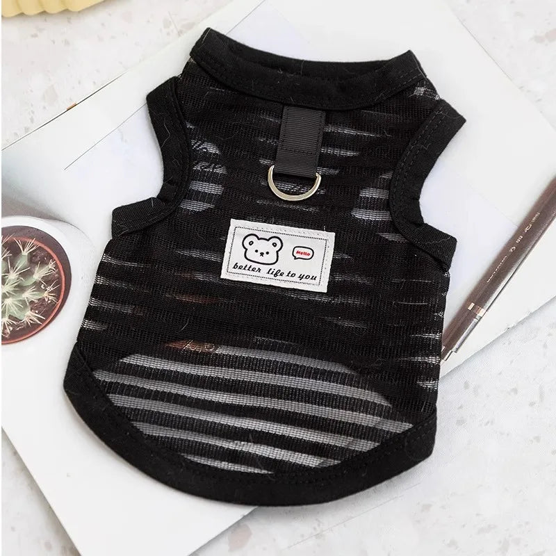 Breathable Mesh Pet Dog Vest Dog Summer Clothes Thin Cooling T Shirt Chihuahua Bichon Costume Cat Clothing Girls Puppy Shirt New