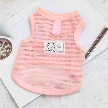 Breathable Mesh Pet Dog Vest Dog Summer Clothes Thin Cooling T Shirt Chihuahua Bichon Costume Cat Clothing Girls Puppy Shirt New