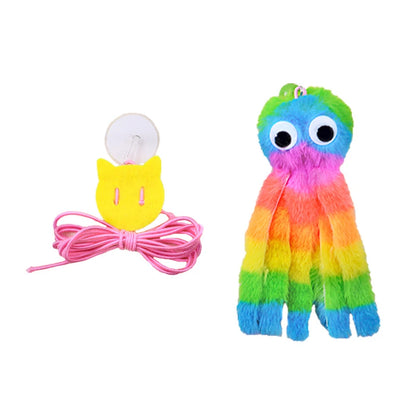 New cat toy hanging sound octopus kitten toy plush octopus elasticity to make cat sticks happy and relieve boredom