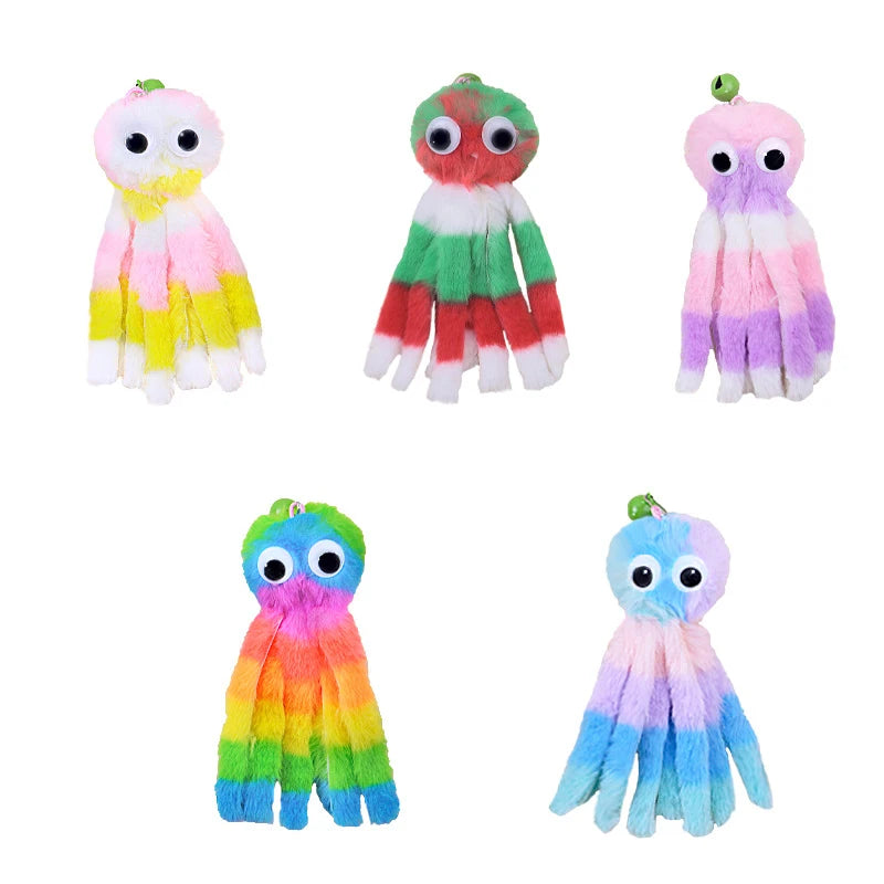 New cat toy hanging sound octopus kitten toy plush octopus elasticity to make cat sticks happy and relieve boredom