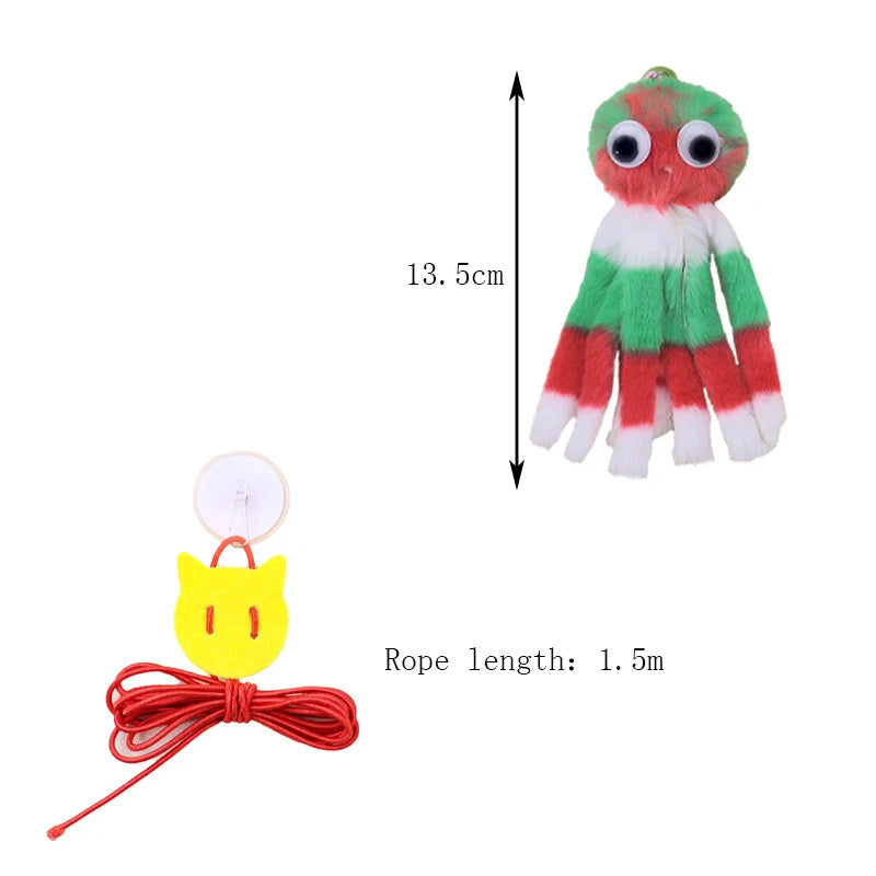 New cat toy hanging sound octopus kitten toy plush octopus elasticity to make cat sticks happy and relieve boredom