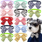 10PCS Adjustable Pet Bowtie For Dogs Classic Plaid Printed Dog Bow Tie Handmade Pet Dog Bowtie Pet Grooming Accessories