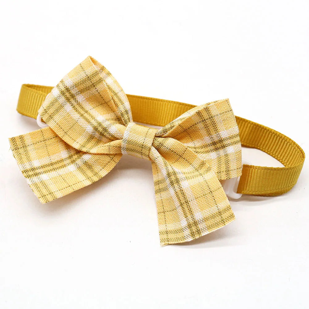 10PCS Adjustable Pet Bowtie For Dogs Classic Plaid Printed Dog Bow Tie Handmade Pet Dog Bowtie Pet Grooming Accessories